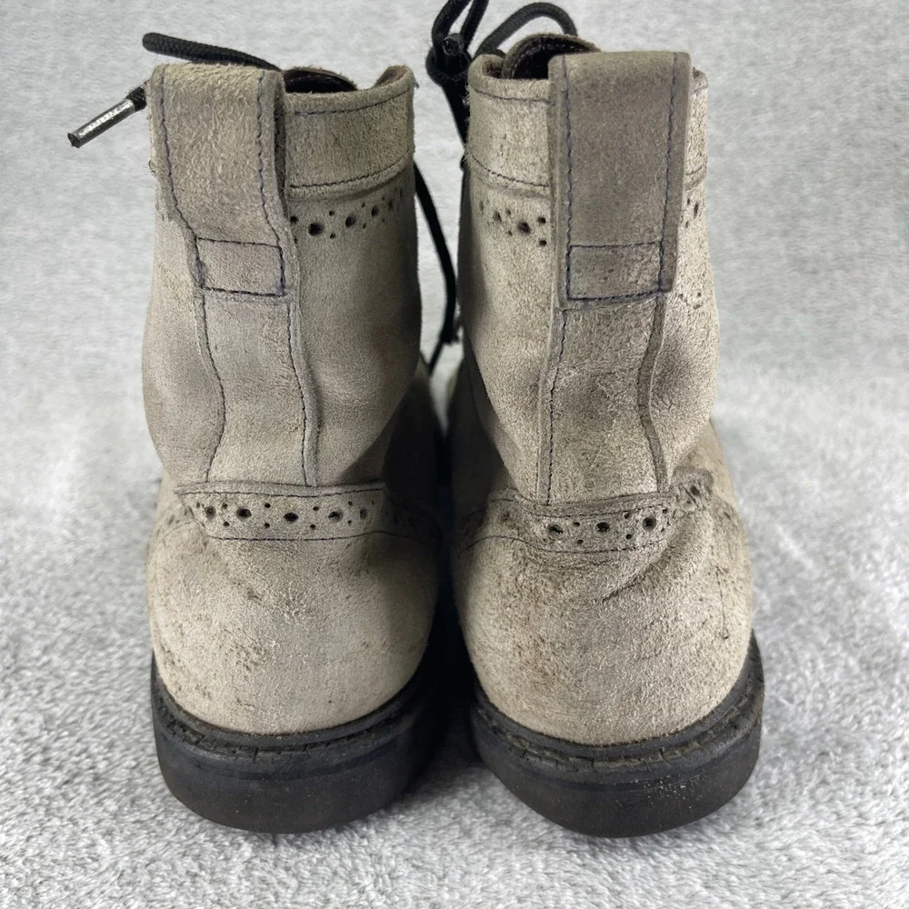 Allen Edmonds Boots Men 11.5 Gray Long Branch Wingtip Distressed Suede Lace Up
